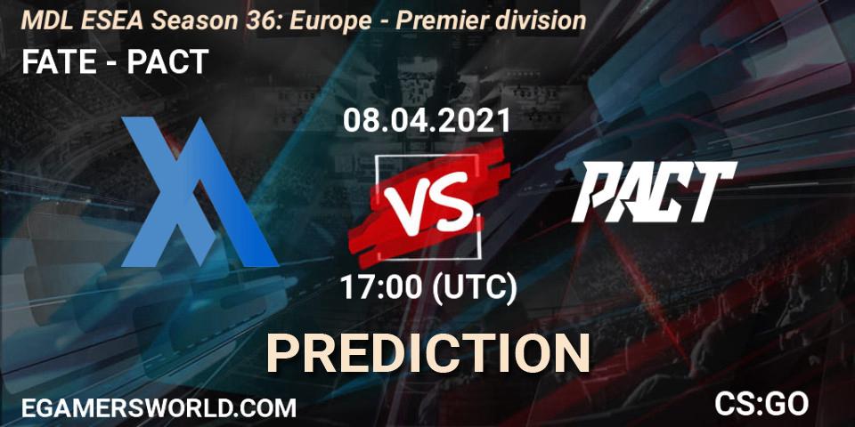 FATE - PACT: Maç tahminleri. 15.04.2021 at 19:00, Counter-Strike (CS2), MDL ESEA Season 36: Europe - Premier division