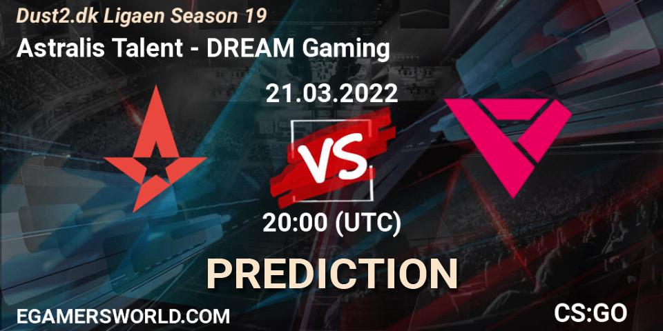 Astralis Talent - DREAM Gaming: Maç tahminleri. 21.03.2022 at 20:00, Counter-Strike (CS2), Dust2.dk Ligaen Season 19