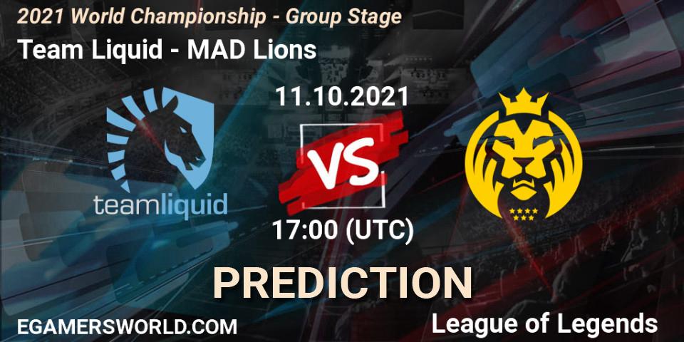 Team Liquid - MAD Lions: Maç tahminleri. 11.10.2021 at 17:00, LoL, 2021 World Championship - Group Stage
