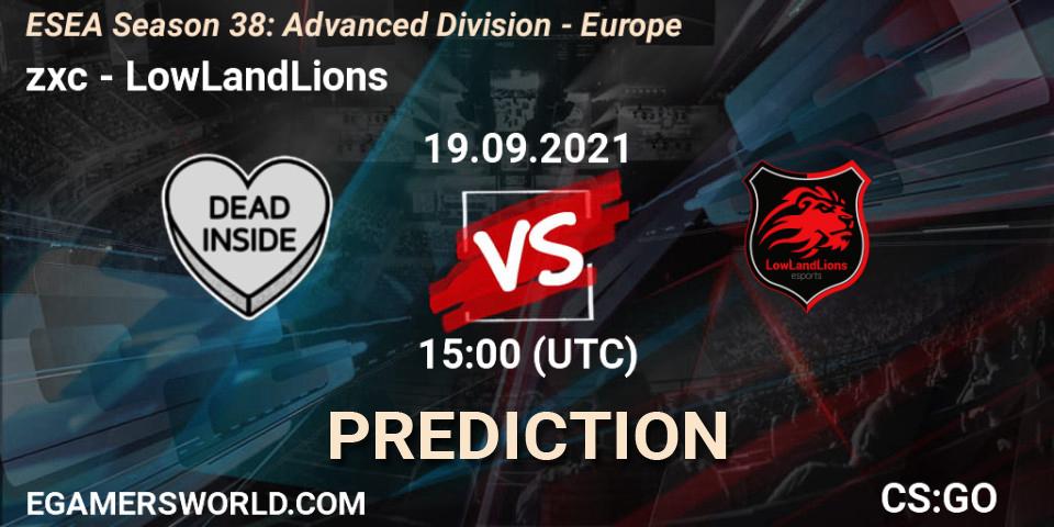 zxc - LowLandLions: Maç tahminleri. 19.09.2021 at 15:00, Counter-Strike (CS2), ESEA Season 38: Advanced Division - Europe