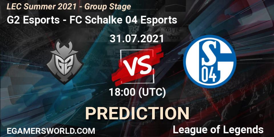 G2 Esports - FC Schalke 04 Esports: Maç tahminleri. 31.07.21, LoL, LEC Summer 2021 - Group Stage