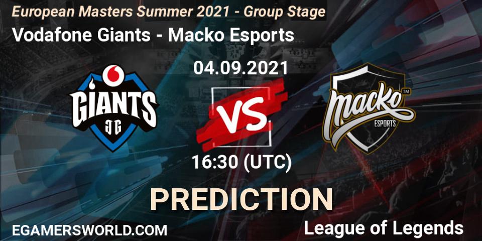 Vodafone Giants - Macko Esports: Maç tahminleri. 04.09.2021 at 16:30, LoL, European Masters Summer 2021 - Group Stage