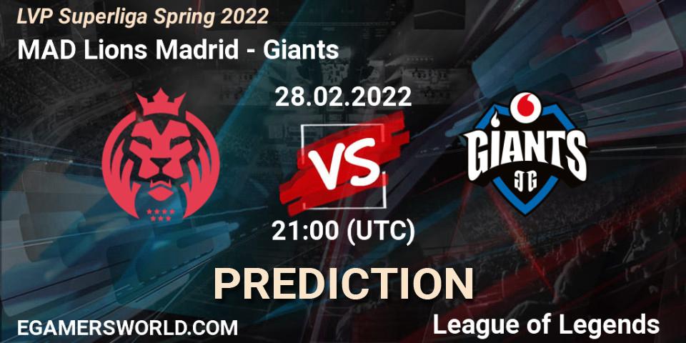 MAD Lions Madrid - Giants: Maç tahminleri. 28.02.2022 at 18:00, LoL, LVP Superliga Spring 2022