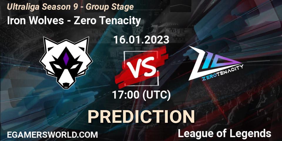 Iron Wolves - Zero Tenacity: Maç tahminleri. 16.01.2023 at 17:00, LoL, Ultraliga Season 9 - Group Stage
