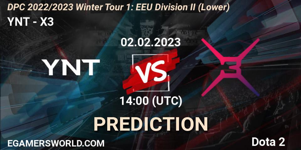 YNT - X3: Maç tahminleri. 02.02.23, Dota 2, DPC 2022/2023 Winter Tour 1: EEU Division II (Lower)