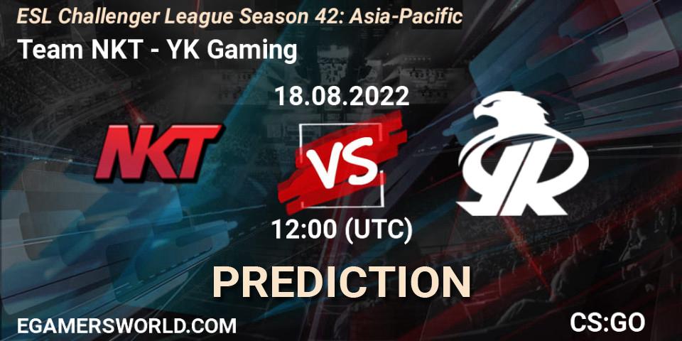 Team NKT - YK Gaming: Maç tahminleri. 18.08.2022 at 12:00, Counter-Strike (CS2), ESL Challenger League Season 42: Asia-Pacific
