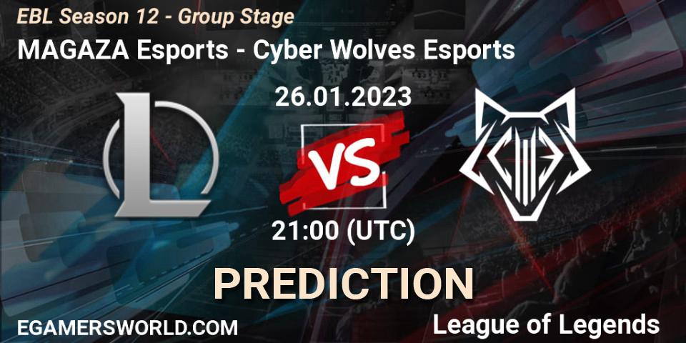 MAGAZA Esports - Cyber Wolves Esports: Maç tahminleri. 26.01.2023 at 21:00, LoL, EBL Season 12 - Group Stage