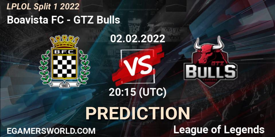 Boavista FC - GTZ Bulls: Maç tahminleri. 02.02.2022 at 20:15, LoL, LPLOL Split 1 2022