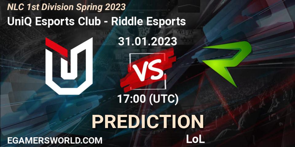UniQ Esports Club - Riddle Esports: Maç tahminleri. 31.01.23, LoL, NLC 1st Division Spring 2023
