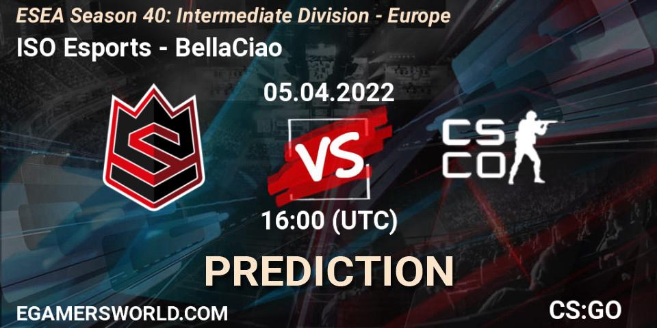 ISO Esports - BellaCiao: Maç tahminleri. 05.04.2022 at 16:00, Counter-Strike (CS2), ESEA Season 40: Intermediate Division - Europe
