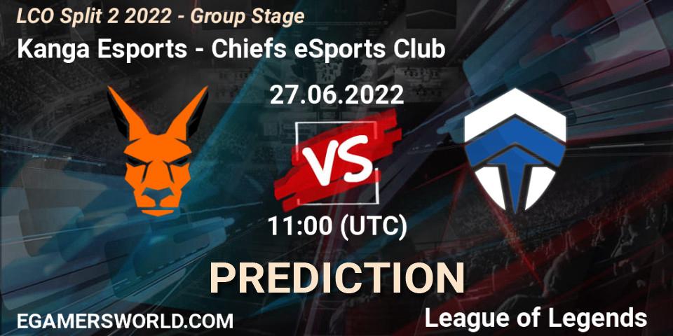 Kanga Esports - Chiefs eSports Club: Maç tahminleri. 27.06.2022 at 11:00, LoL, LCO Split 2 2022 - Group Stage