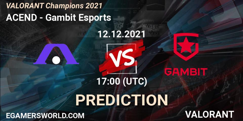 ACEND - Gambit Esports: Maç tahminleri. 12.12.21, VALORANT, VALORANT Champions 2021