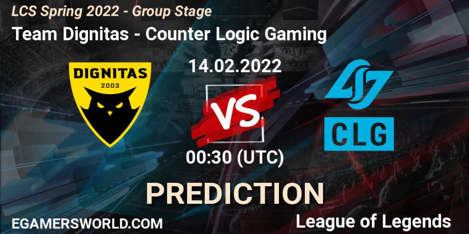 Team Dignitas - Counter Logic Gaming: Maç tahminleri. 14.02.2022 at 01:00, LoL, LCS Spring 2022 - Group Stage