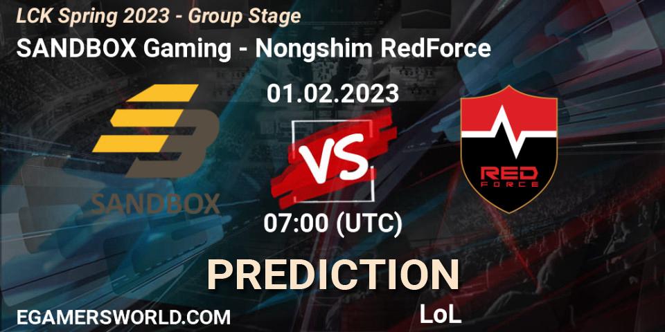 SANDBOX Gaming - Nongshim RedForce: Maç tahminleri. 01.02.23, LoL, LCK Spring 2023 - Group Stage