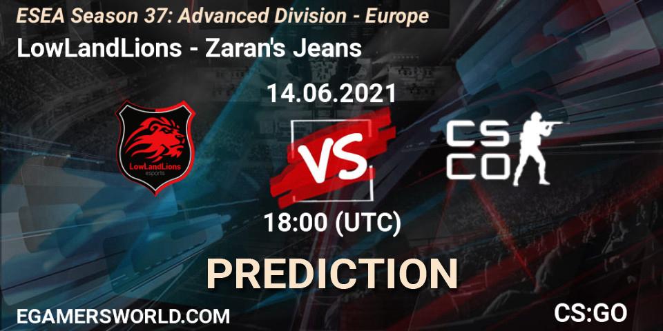 LowLandLions - Zaran's Jeans: Maç tahminleri. 14.06.2021 at 18:00, Counter-Strike (CS2), ESEA Season 37: Advanced Division - Europe