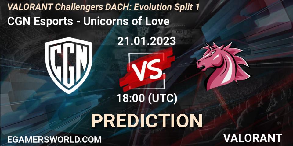CGN Esports - Unicorns of Love: Maç tahminleri. 21.01.2023 at 18:45, VALORANT, VALORANT Challengers 2023 DACH: Evolution Split 1