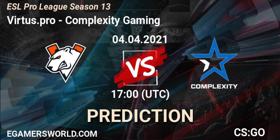 Virtus.pro - Complexity Gaming: Maç tahminleri. 04.04.2021 at 17:00, Counter-Strike (CS2), ESL Pro League Season 13