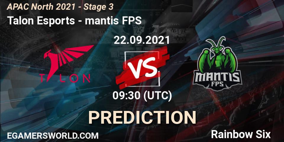 Talon Esports - mantis FPS: Maç tahminleri. 22.09.2021 at 09:30, Rainbow Six, APAC North 2021 - Stage 3