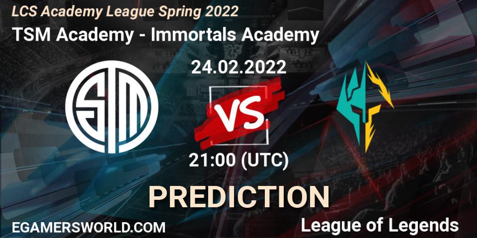 TSM Academy - Immortals Academy: Maç tahminleri. 24.02.2022 at 21:00, LoL, LCS Academy League Spring 2022