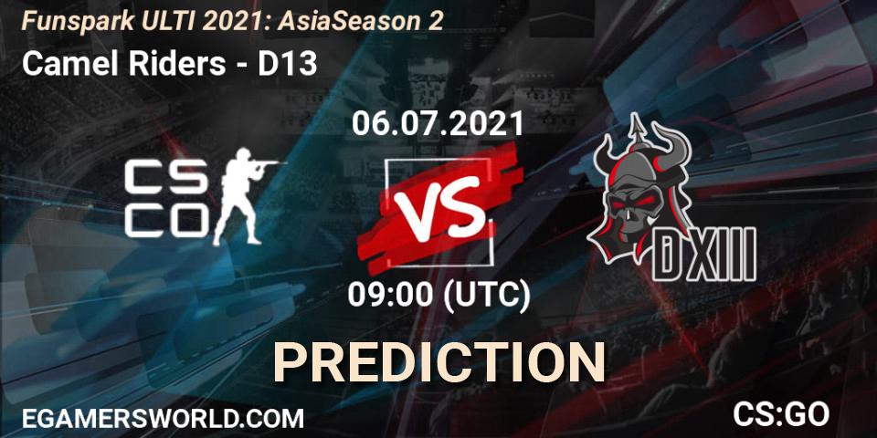 Camel Riders - D13: Maç tahminleri. 06.07.2021 at 09:00, Counter-Strike (CS2), Funspark ULTI 2021: Asia Season 2