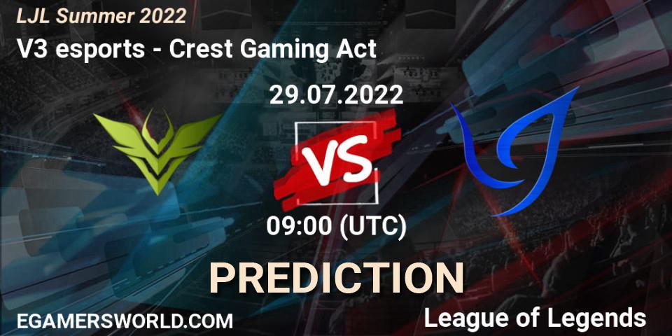 V3 esports - Crest Gaming Act: Maç tahminleri. 29.07.2022 at 09:00, LoL, LJL Summer 2022