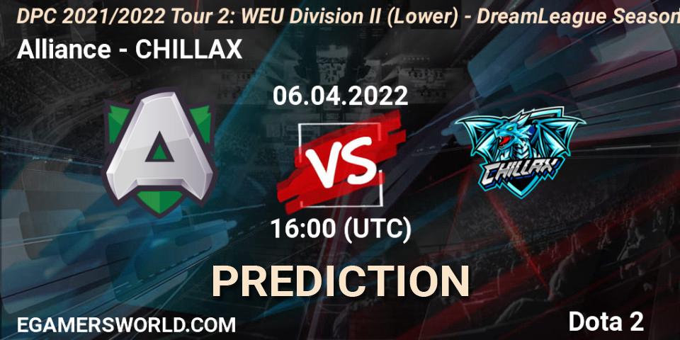 Alliance - CHILLAX: Maç tahminleri. 06.04.2022 at 15:55, Dota 2, DPC 2021/2022 Tour 2: WEU Division II (Lower) - DreamLeague Season 17