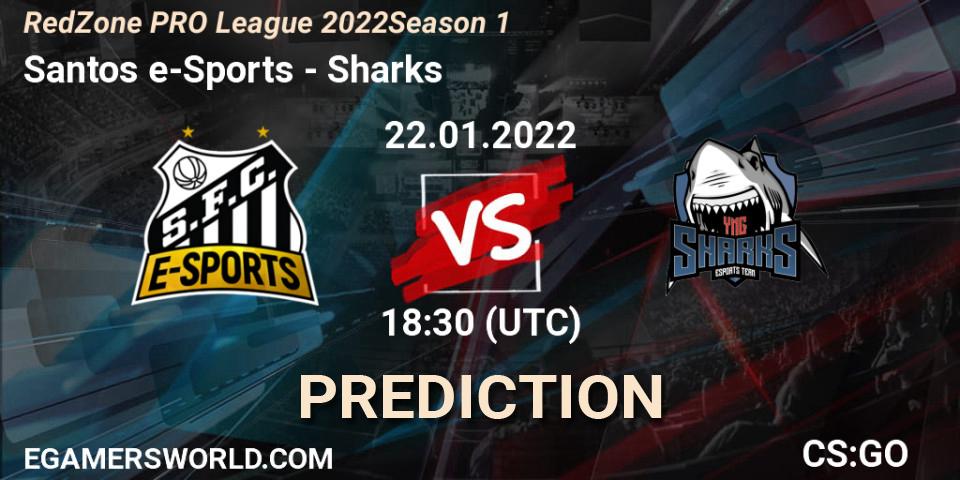 Santos e-Sports - Sharks: Maç tahminleri. 22.01.22, CS2 (CS:GO), RedZone PRO League 2022 Season 1