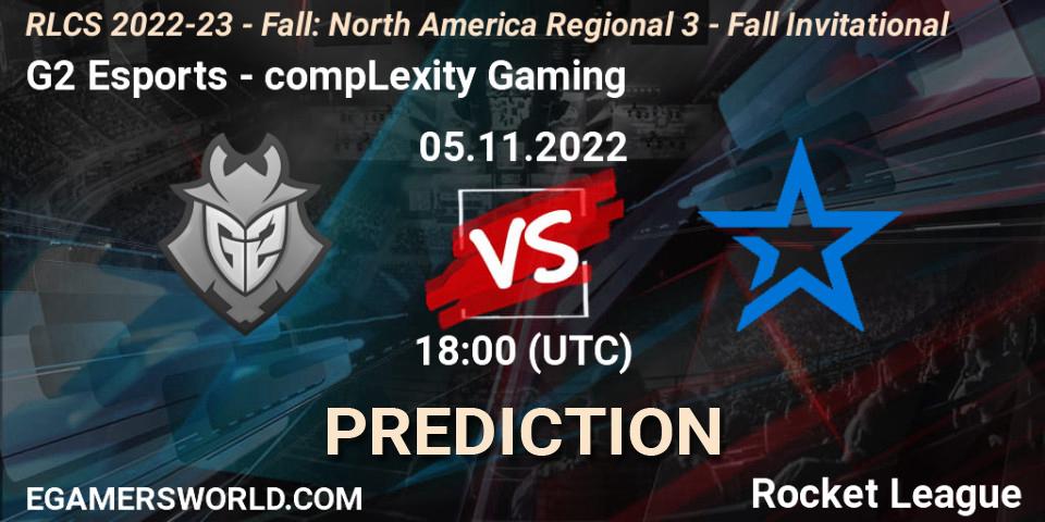 G2 Esports - compLexity Gaming: Maç tahminleri. 05.11.2022 at 18:00, Rocket League, RLCS 2022-23 - Fall: North America Regional 3 - Fall Invitational