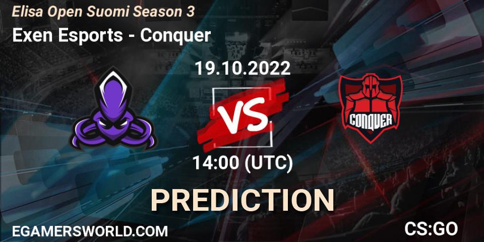 Exen Esports - Conquer: Maç tahminleri. 19.10.2022 at 14:00, Counter-Strike (CS2), Elisa Open Suomi Season 3