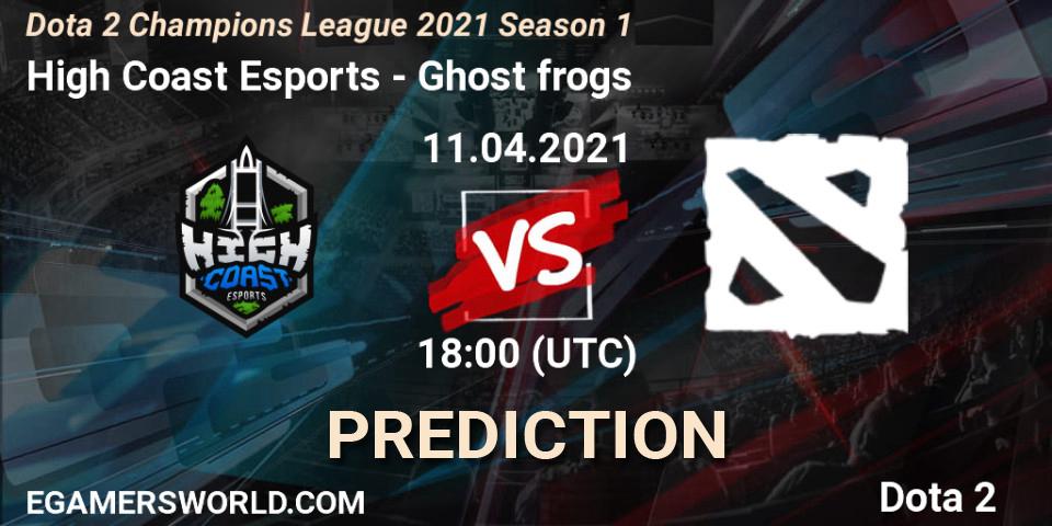 High Coast Esports - Ghost frogs: Maç tahminleri. 11.04.2021 at 16:15, Dota 2, Dota 2 Champions League 2021 Season 1