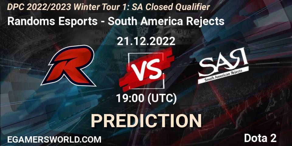 Randoms Esports - South America Rejects: Maç tahminleri. 21.12.2022 at 19:01, Dota 2, DPC 2022/2023 Winter Tour 1: SA Closed Qualifier