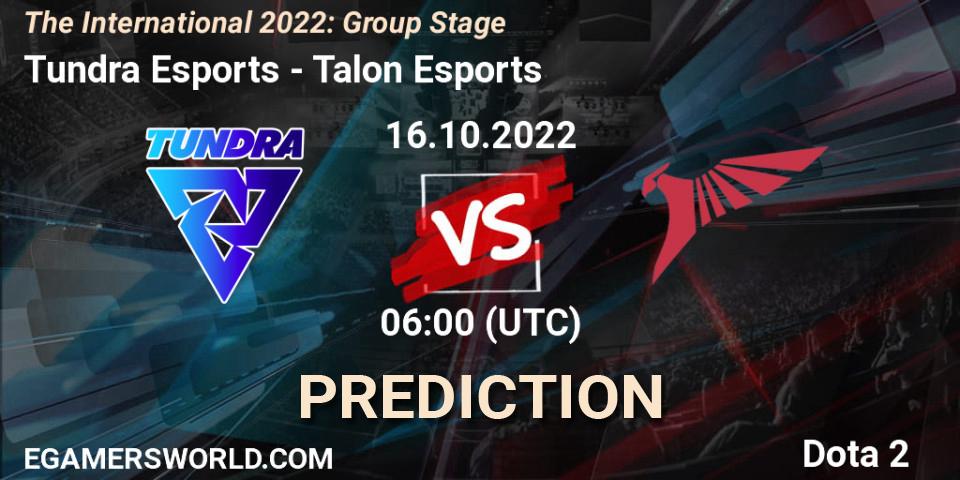 Tundra Esports - Talon Esports: Maç tahminleri. 16.10.2022 at 06:37, Dota 2, The International 2022: Group Stage