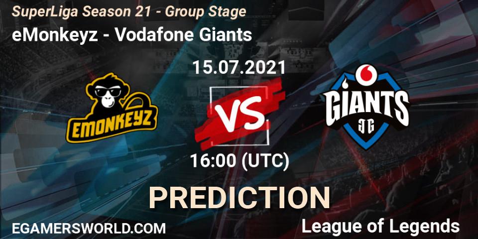 eMonkeyz - Vodafone Giants: Maç tahminleri. 15.07.2021 at 16:00, LoL, SuperLiga Season 21 - Group Stage 