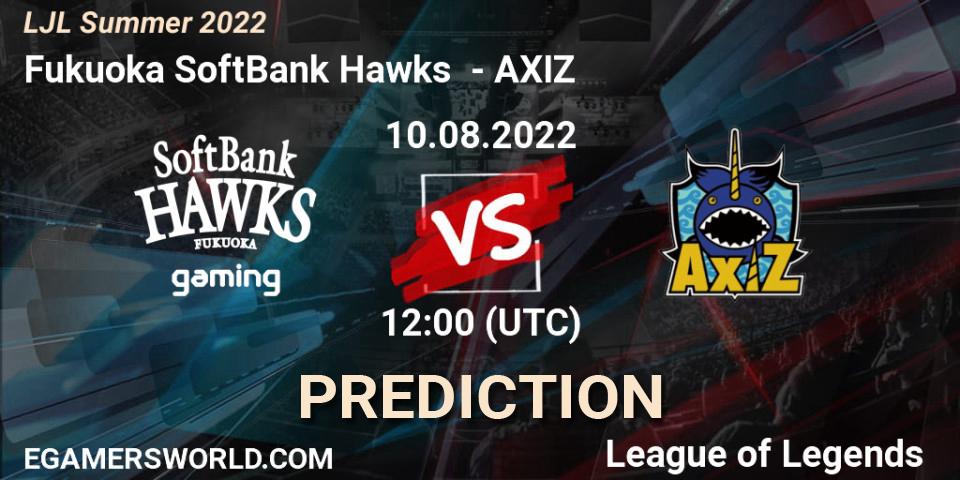 Fukuoka SoftBank Hawks - AXIZ: Maç tahminleri. 10.08.22, LoL, LJL Summer 2022