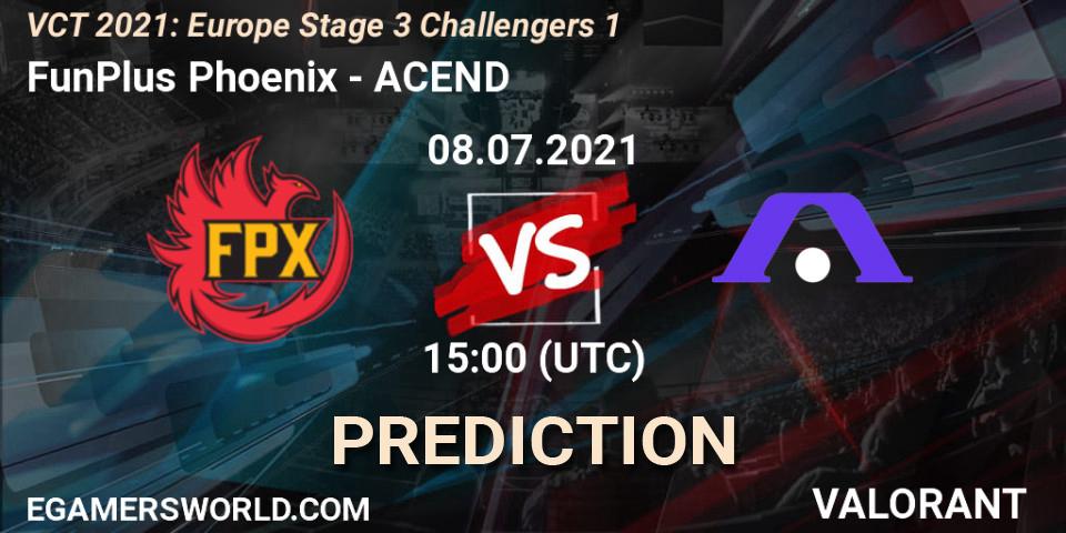 FunPlus Phoenix - ACEND: Maç tahminleri. 08.07.2021 at 15:00, VALORANT, VCT 2021: Europe Stage 3 Challengers 1