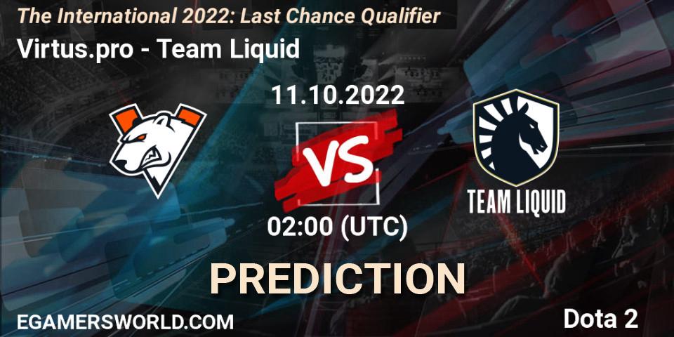 Virtus.pro - Team Liquid: Maç tahminleri. 11.10.22, Dota 2, The International 2022: Last Chance Qualifier