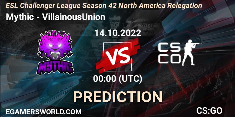 Mythic - VillainousUnion: Maç tahminleri. 14.10.2022 at 00:00, Counter-Strike (CS2), ESL Challenger League Season 42 North America Relegation