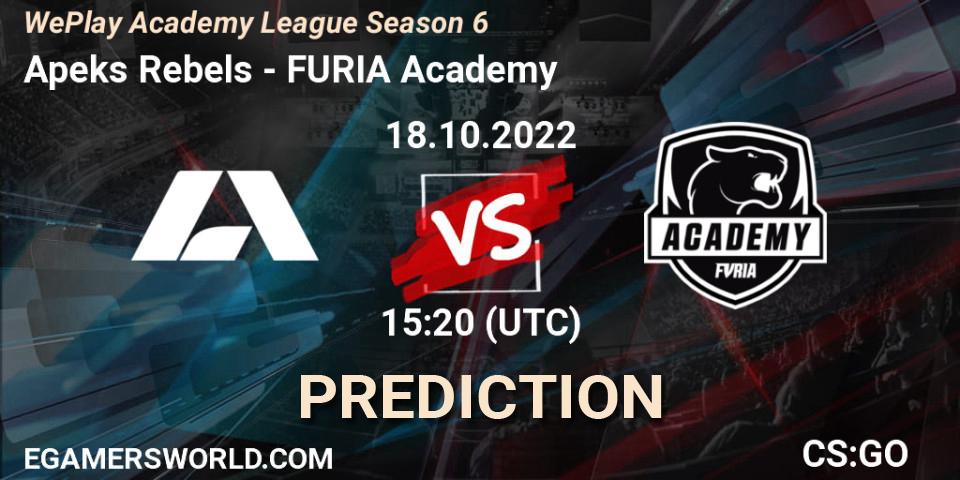 Apeks Rebels - FURIA Academy: Maç tahminleri. 18.10.2022 at 15:50, Counter-Strike (CS2), WePlay Academy League Season 6