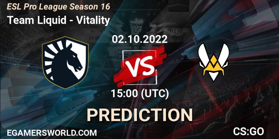 Team Liquid - Vitality: Maç tahminleri. 02.10.22, CS2 (CS:GO), ESL Pro League Season 16