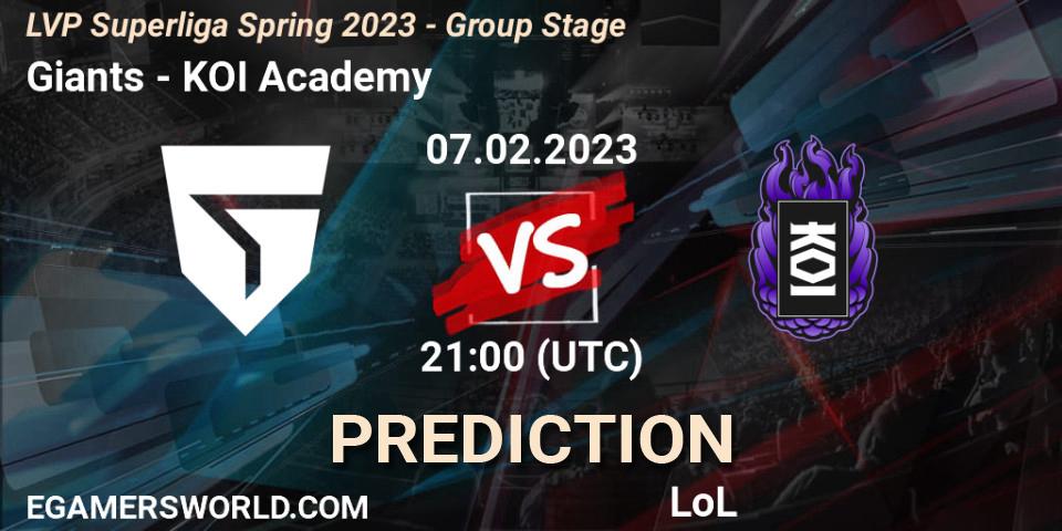 Giants - KOI Academy: Maç tahminleri. 07.02.23, LoL, LVP Superliga Spring 2023 - Group Stage