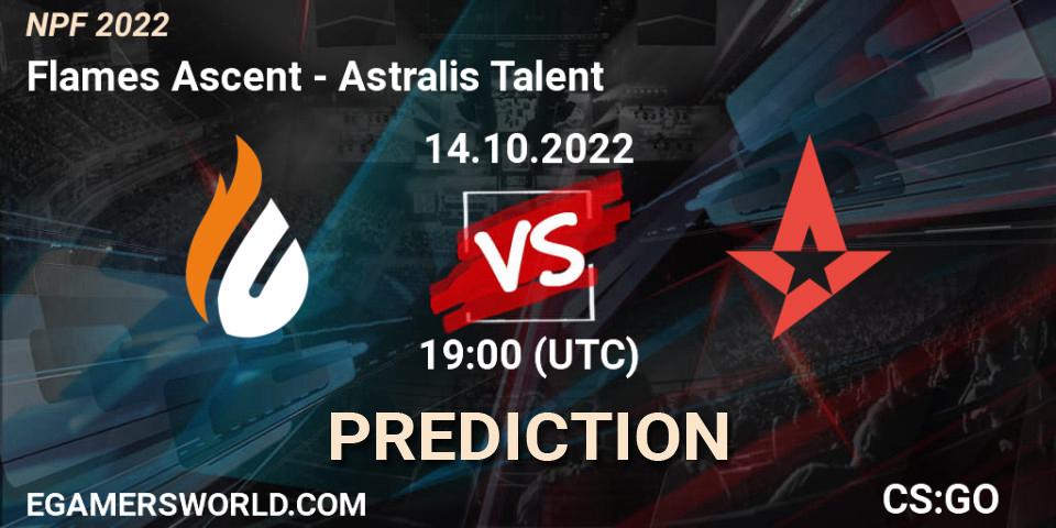 Flames Ascent - Astralis Talent: Maç tahminleri. 14.10.2022 at 20:00, Counter-Strike (CS2), NPF 2022