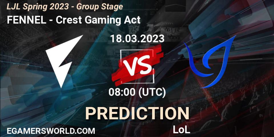 FENNEL - Crest Gaming Act: Maç tahminleri. 18.03.2023 at 08:00, LoL, LJL Spring 2023 - Group Stage