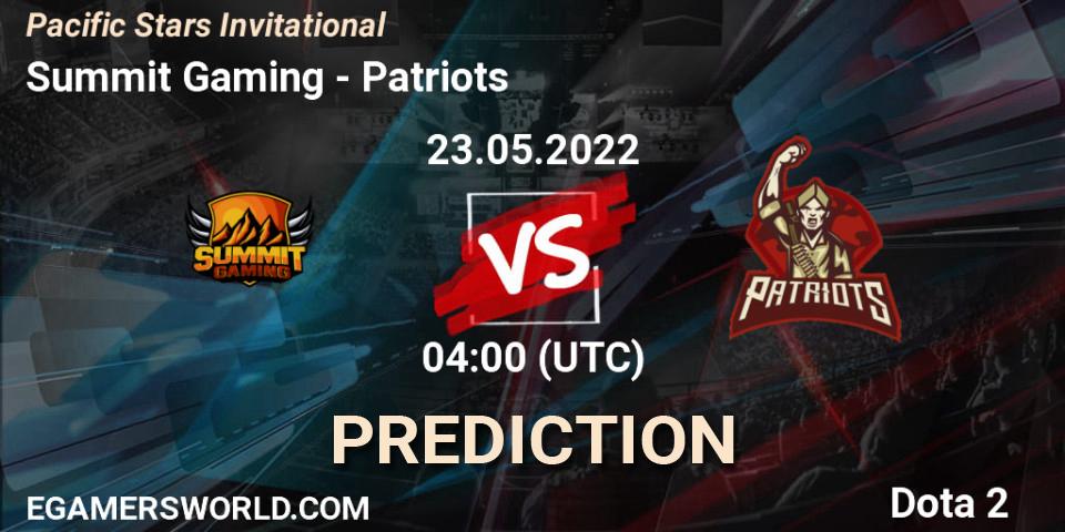 Summit Gaming - Patriots: Maç tahminleri. 23.05.2022 at 05:00, Dota 2, Pacific Stars Invitational