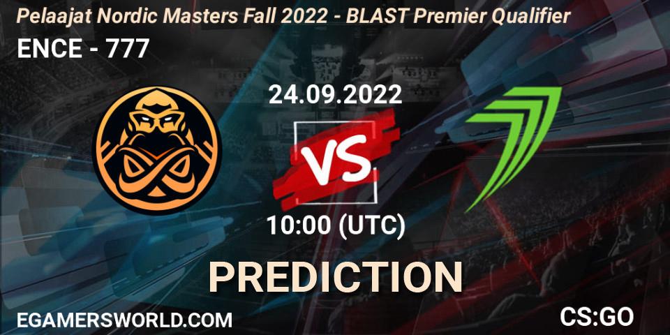 ENCE - 777: Maç tahminleri. 24.09.2022 at 10:00, Counter-Strike (CS2), Pelaajat.com Nordic Masters: Fall 2022