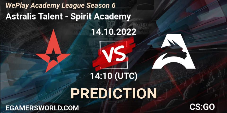 Astralis Talent - Spirit Academy: Maç tahminleri. 14.10.22, CS2 (CS:GO), WePlay Academy League Season 6