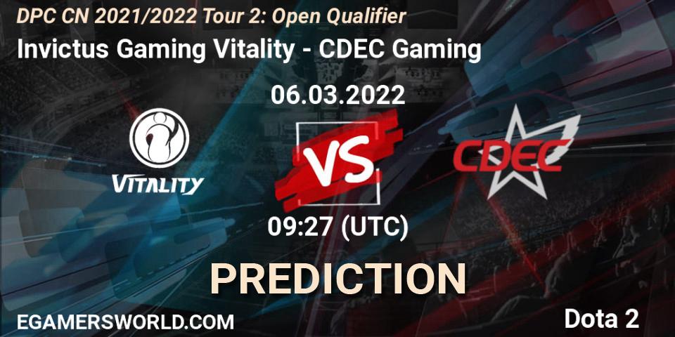 Invictus Gaming Vitality - CDEC Gaming: Maç tahminleri. 06.03.22, Dota 2, DPC CN 2021/2022 Tour 2: Open Qualifier