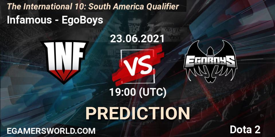 Infamous - EgoBoys: Maç tahminleri. 23.06.21, Dota 2, The International 10: South America Qualifier
