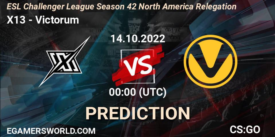 X13 - Victorum: Maç tahminleri. 14.10.22, CS2 (CS:GO), ESL Challenger League Season 42 North America Relegation