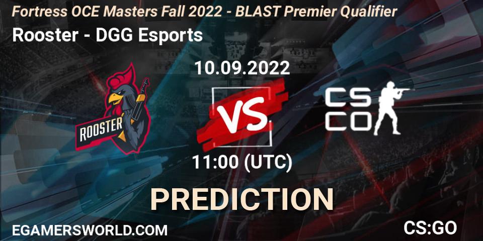 Rooster - DGG Esports: Maç tahminleri. 10.09.2022 at 11:00, Counter-Strike (CS2), Fortress OCE Masters Fall 2022 - BLAST Premier Qualifier