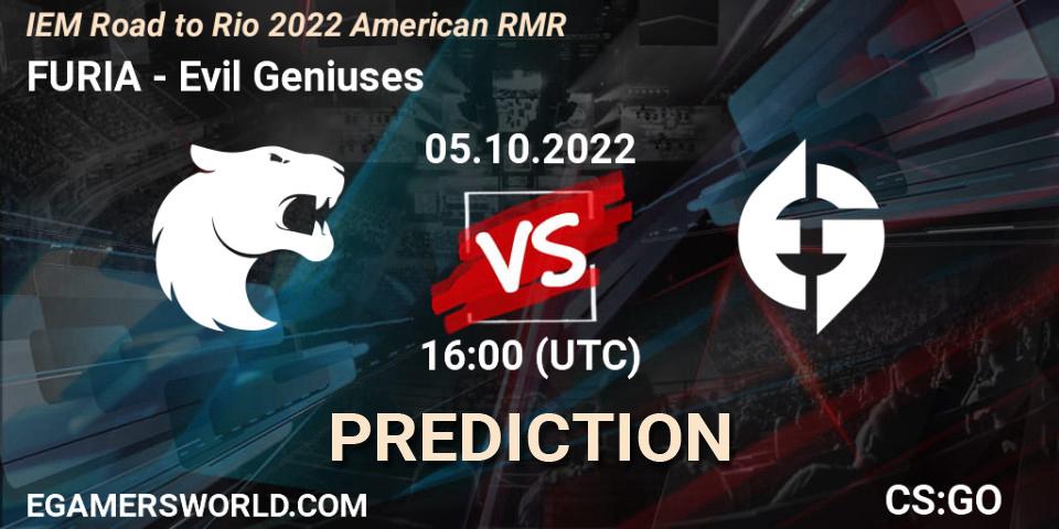 FURIA - Evil Geniuses: Maç tahminleri. 05.10.22, CS2 (CS:GO), IEM Road to Rio 2022 American RMR